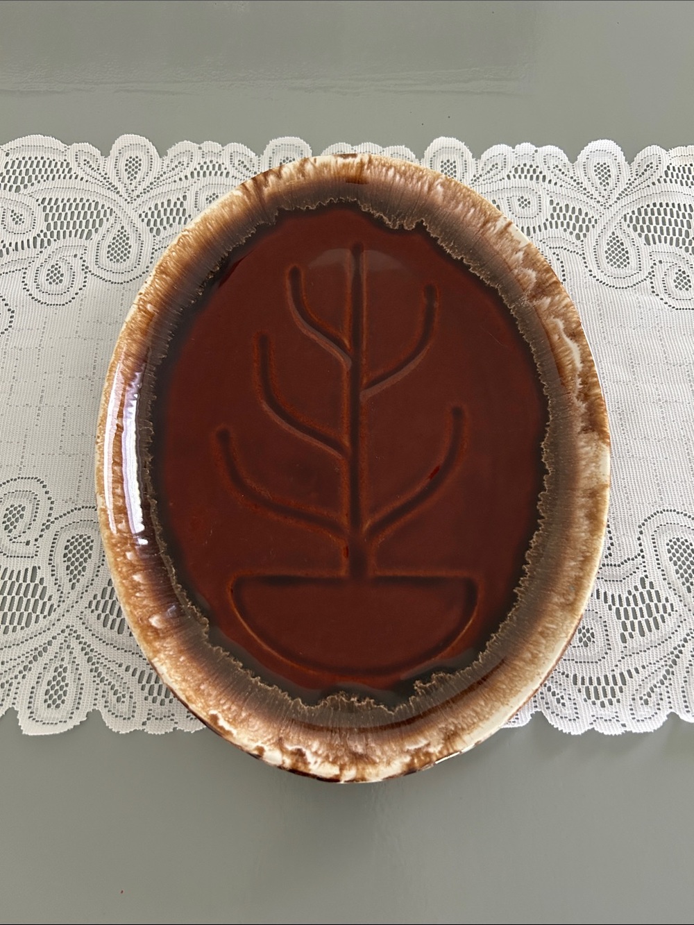 Hull pottery brown drip Serving Platter 13 x 10 inches